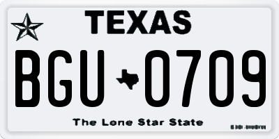 TX license plate BGU0709