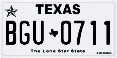 TX license plate BGU0711