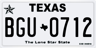 TX license plate BGU0712