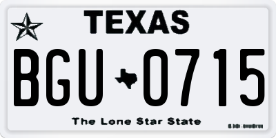 TX license plate BGU0715