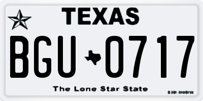 TX license plate BGU0717