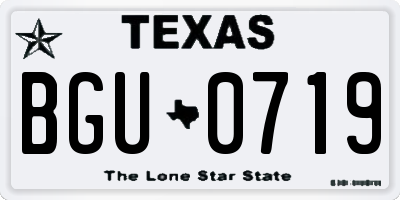 TX license plate BGU0719