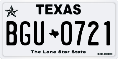 TX license plate BGU0721