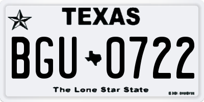 TX license plate BGU0722