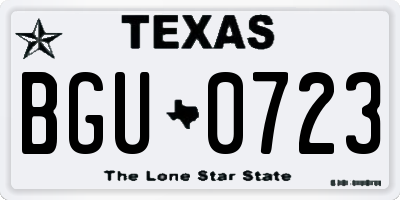 TX license plate BGU0723