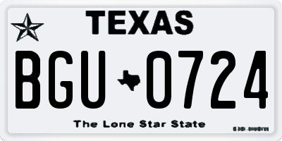 TX license plate BGU0724