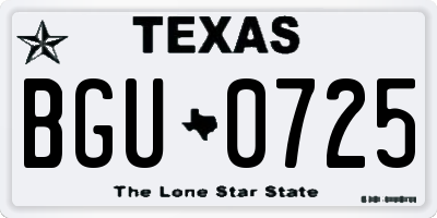 TX license plate BGU0725