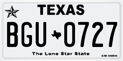 TX license plate BGU0727