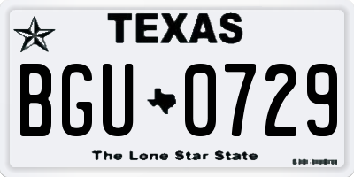 TX license plate BGU0729