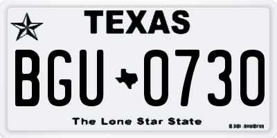 TX license plate BGU0730