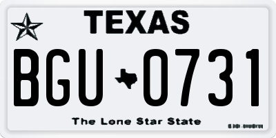TX license plate BGU0731