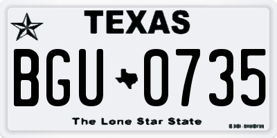 TX license plate BGU0735