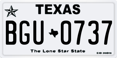 TX license plate BGU0737