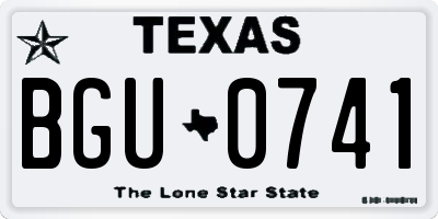 TX license plate BGU0741