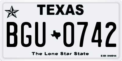 TX license plate BGU0742