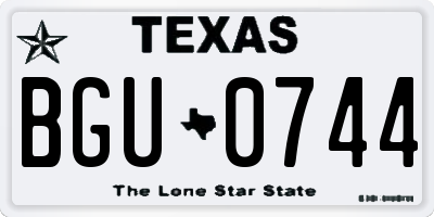 TX license plate BGU0744