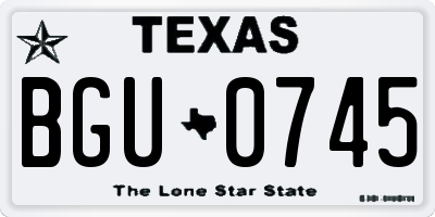 TX license plate BGU0745