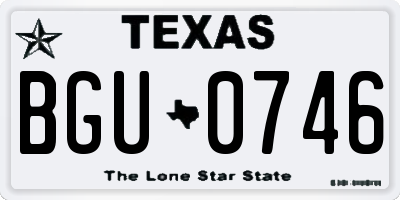 TX license plate BGU0746