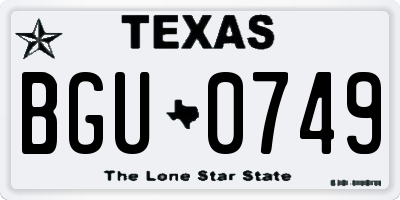 TX license plate BGU0749