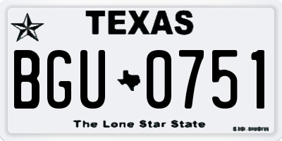 TX license plate BGU0751
