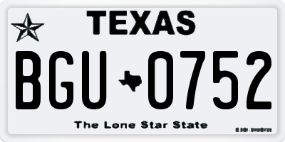 TX license plate BGU0752