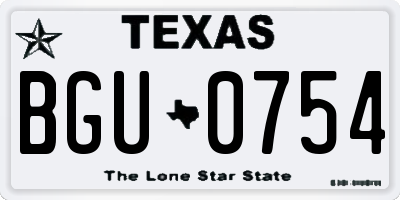 TX license plate BGU0754