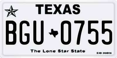 TX license plate BGU0755