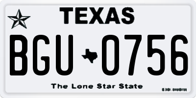 TX license plate BGU0756