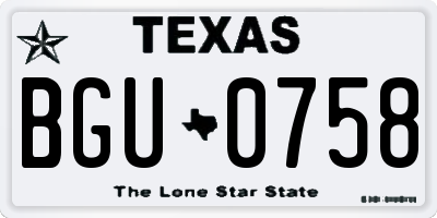 TX license plate BGU0758