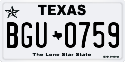 TX license plate BGU0759