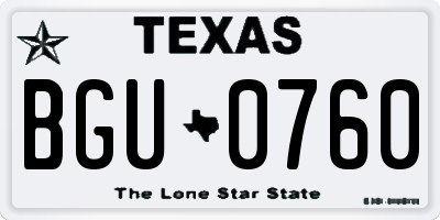 TX license plate BGU0760