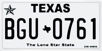 TX license plate BGU0761