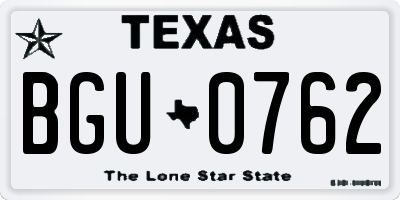 TX license plate BGU0762