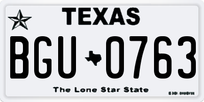TX license plate BGU0763