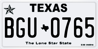TX license plate BGU0765