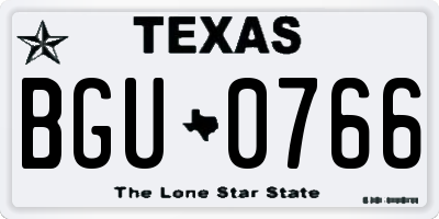 TX license plate BGU0766