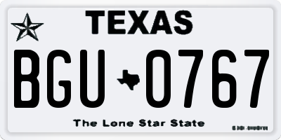 TX license plate BGU0767