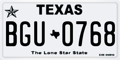 TX license plate BGU0768
