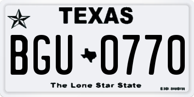 TX license plate BGU0770