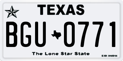 TX license plate BGU0771