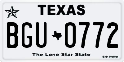 TX license plate BGU0772
