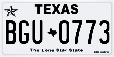 TX license plate BGU0773