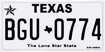 TX license plate BGU0774