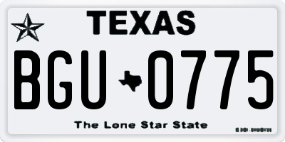 TX license plate BGU0775
