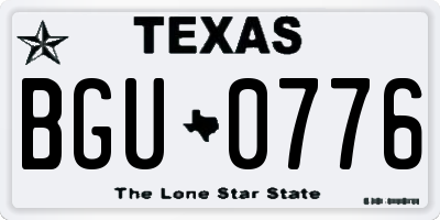 TX license plate BGU0776