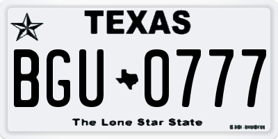 TX license plate BGU0777