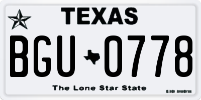 TX license plate BGU0778