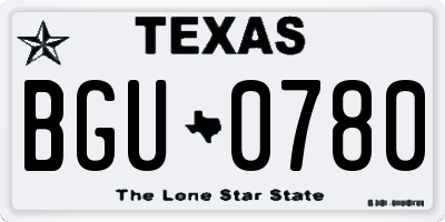 TX license plate BGU0780