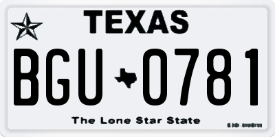 TX license plate BGU0781