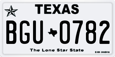 TX license plate BGU0782